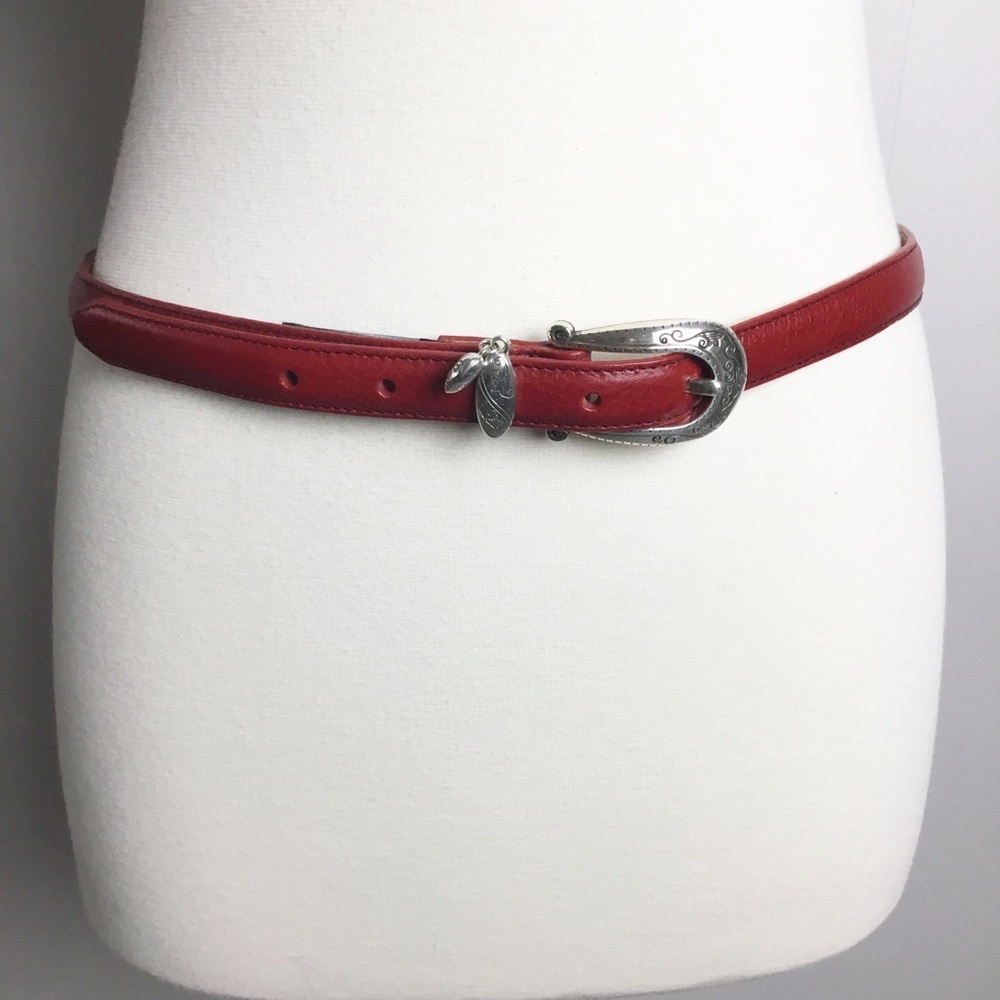 Vintage Brighton Red & Silver Belt Size 32 M/L Leather